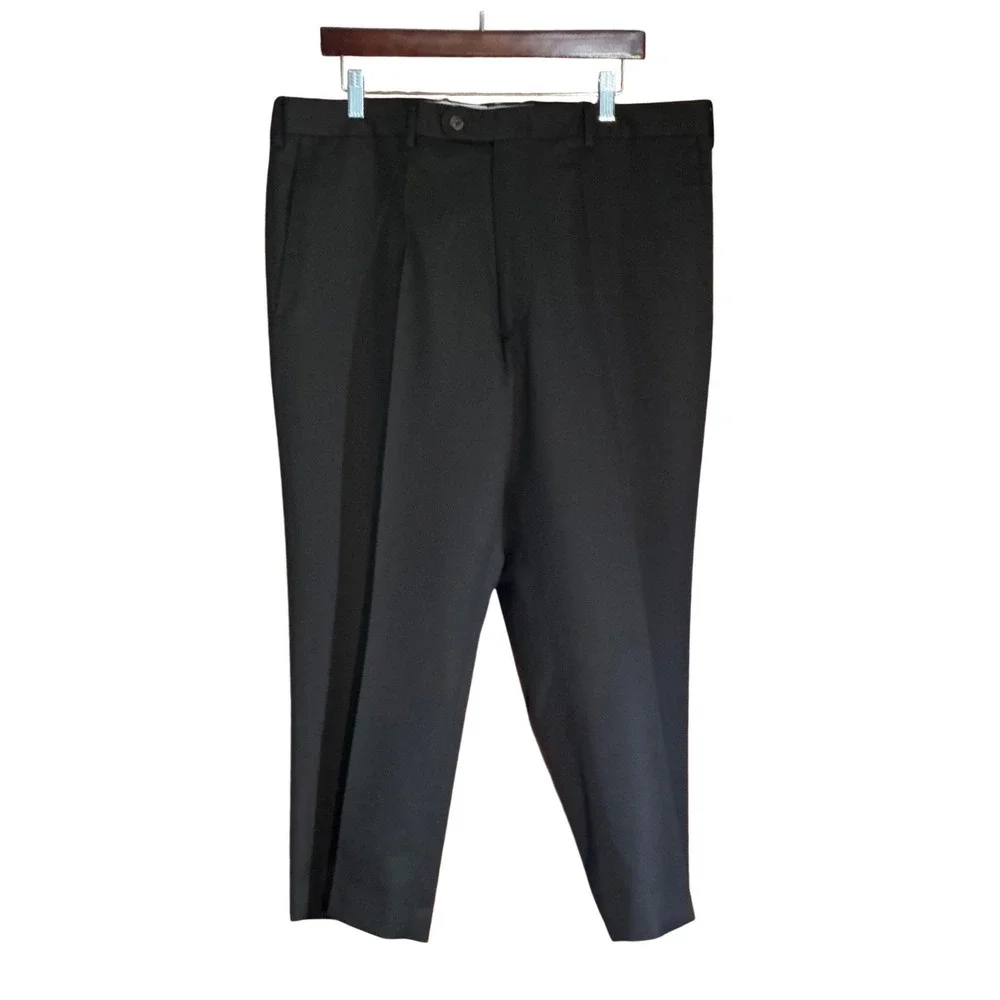 JB Britches Mens Brown Wool Dress Pants Flat‎ Front Made in Italy Sz 38Rx25